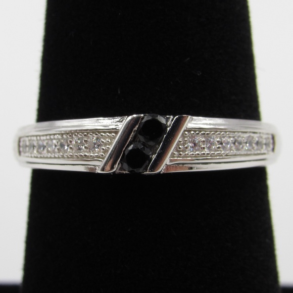 Jewelry - Sterling Silver Twin Black CZ Diamond Band Ring